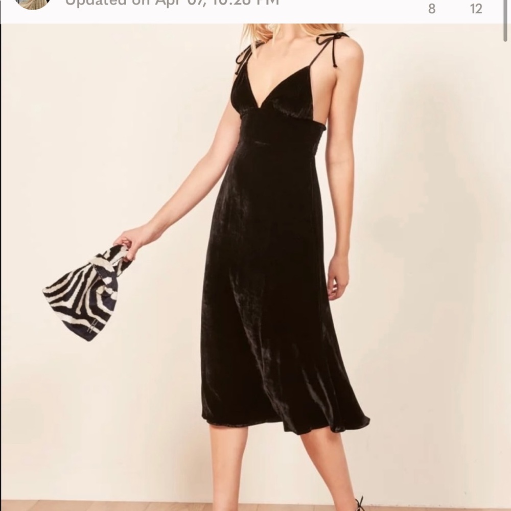 Reformation black velvet dress NWT